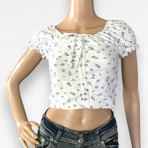 White Floral Crop Top